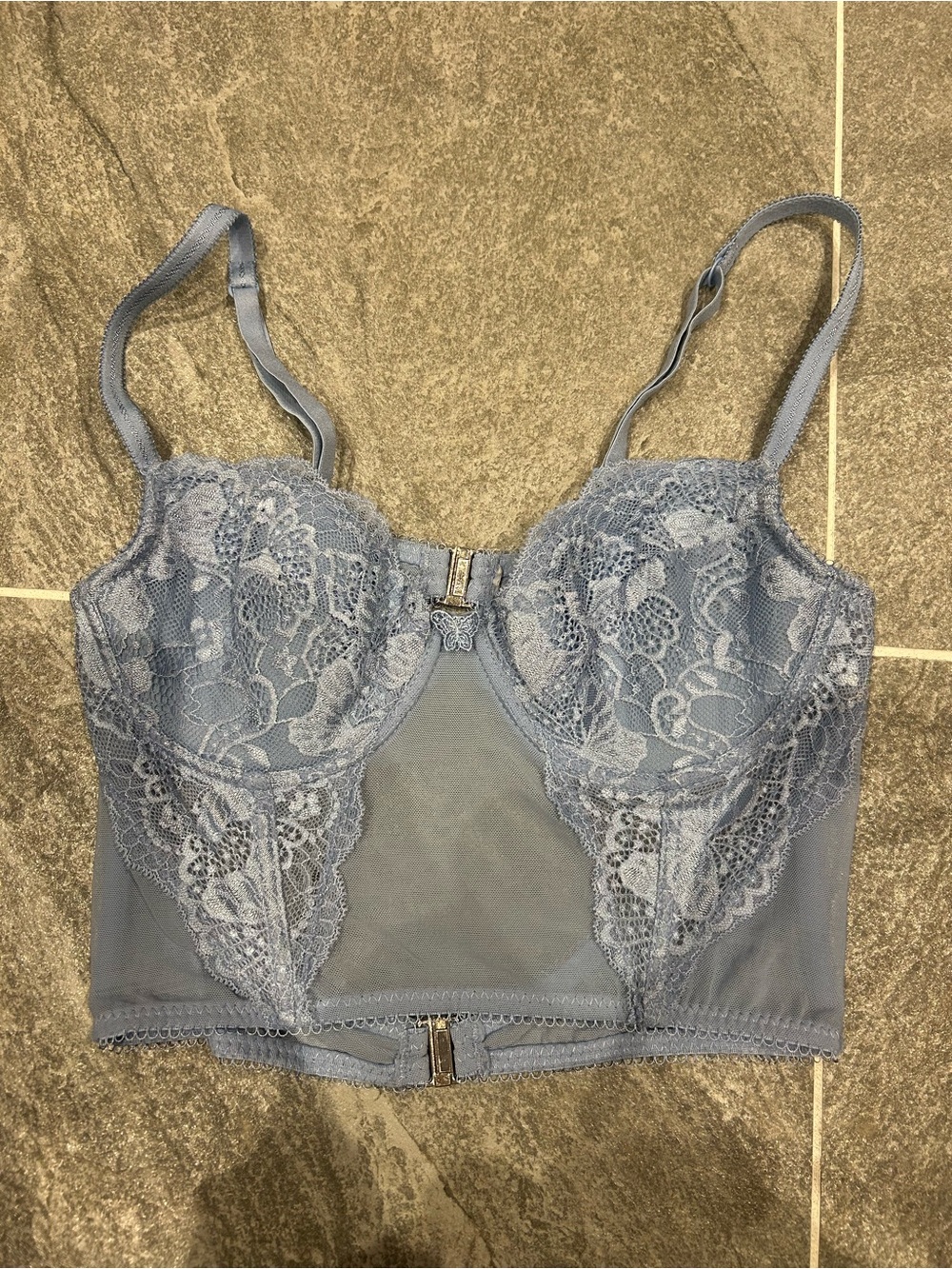 Ardene Dusty Blue Lace Longline Bralette